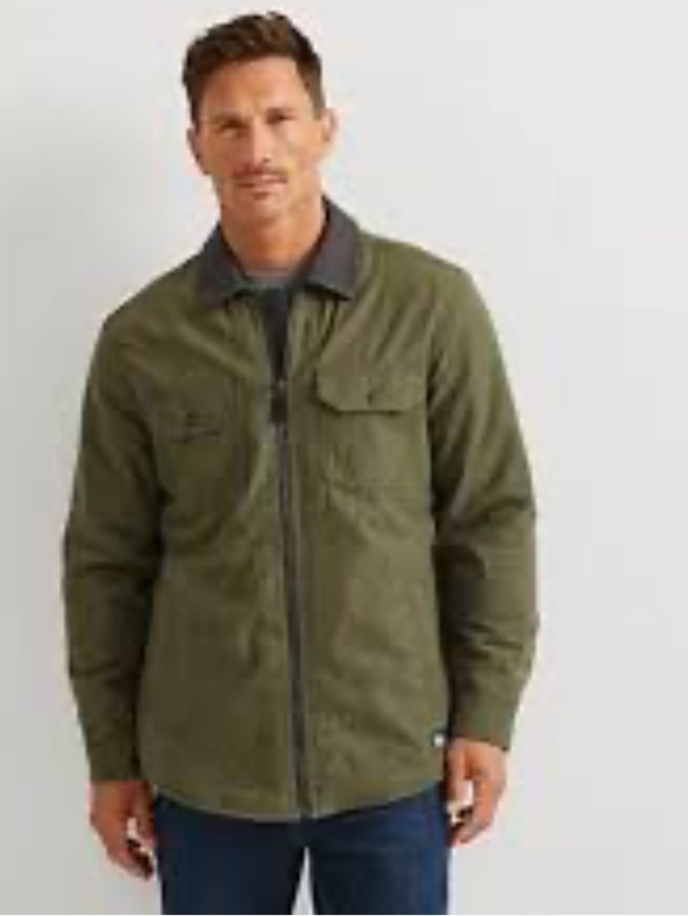 Eddie Bauer Olive Green Sherpa Collar Field Jacket Size Medium